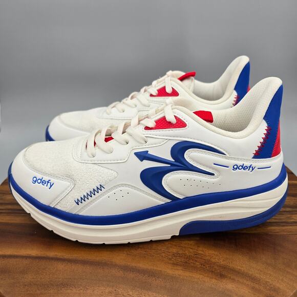 Gravity Defyer Gdefy Shoes Men's 9 White Blue Red Walking Orthopedic Sneakers - Picture 3 of 8